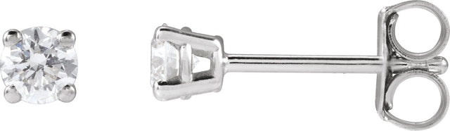 14K Gold Lab-Grown Diamond Round 4-Prong Lightweight Stud Earrings – 2.5-7.25mm Stones - White Gold