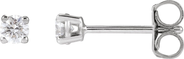 14K Gold Lab-Grown Diamond Round 4-Prong Lightweight Stud Earrings – 2.5-7.25mm Stones - White Gold