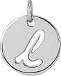 14K Gold Initial L Script Necklace or Pendant - White Gold