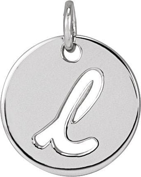 Platinum Initial L Script Necklace or Pendant