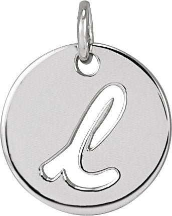 Platinum Initial L Script Necklace or Pendant