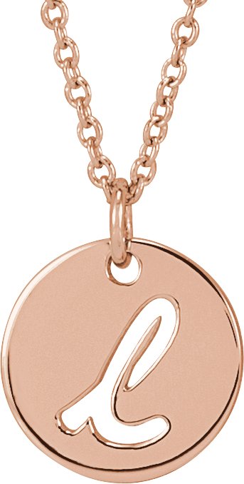 14K Gold Initial L Script Necklace or Pendant - Rose Gold