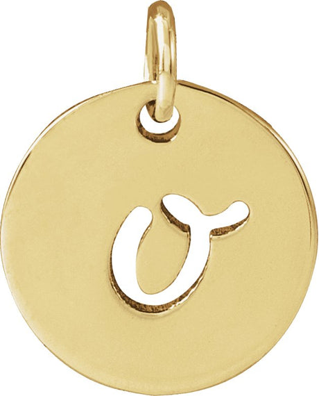 14K Gold Initial O Script Necklace or Pendant - Yellow Gold