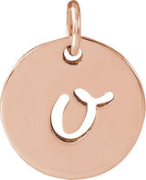 14K Gold Initial O Script Necklace or Pendant - Rose Gold