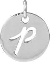 Platinum Initial P Script Necklace or Pendant