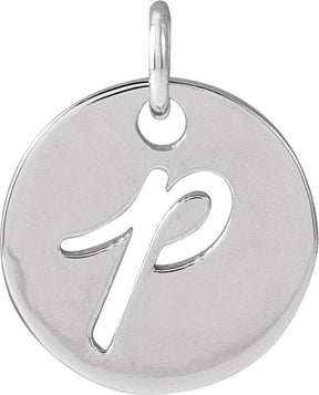 Platinum Initial P Script Necklace or Pendant