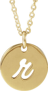 14K Gold Initial R Script Necklace or Pendant - Yellow Gold