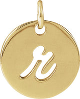 14K Gold Initial R Script Necklace or Pendant - Yellow Gold