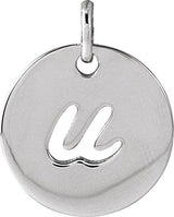 14K Gold Initial U Script Necklace or Pendant - White Gold
