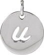 14K Gold Initial U Script Necklace or Pendant - White Gold