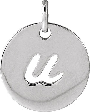 Platinum Initial U Script Necklace or Pendant