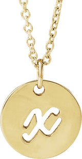 14K Gold Initial X Script Necklace or Pendant - Yellow Gold