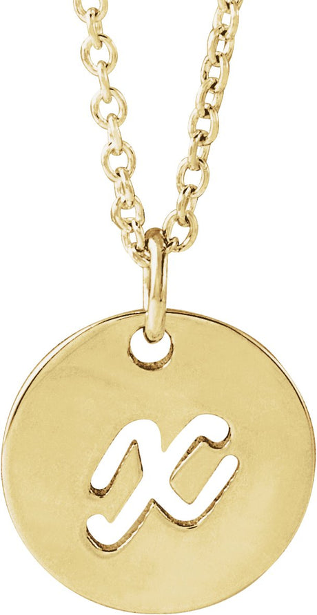 14K Gold Initial X Script Necklace or Pendant - Yellow Gold