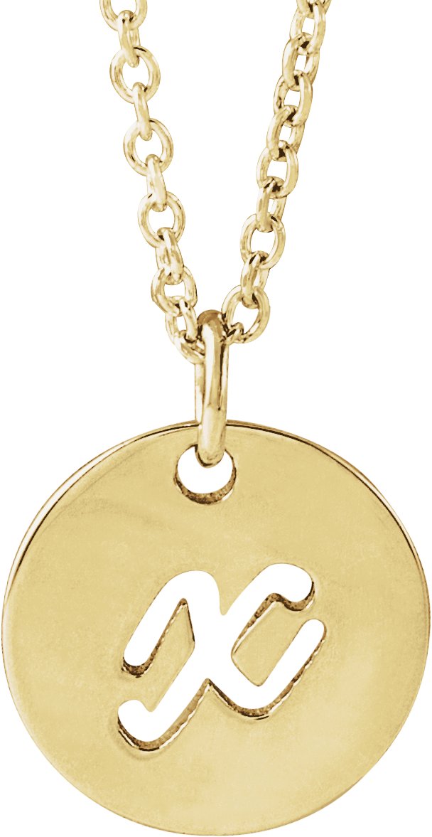 14K Gold Initial X Script Necklace or Pendant - Yellow Gold