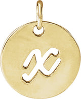 14K Gold Initial X Script Necklace or Pendant - Yellow Gold