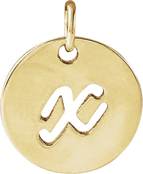 14K Gold Initial X Script Necklace or Pendant - Yellow Gold