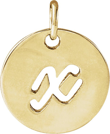 14K Gold Initial X Script Necklace or Pendant - Yellow Gold