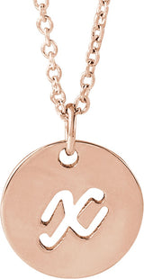 14K Gold Initial X Script Necklace or Pendant - Rose Gold
