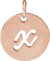14K Gold Initial X Script Necklace or Pendant - Rose Gold