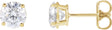 14K Gold Lab-Grown Diamond Round 4-Prong Lightweight Stud Earrings – 4 CTW - Yellow Gold