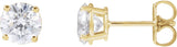 14K Gold Lab-Grown Diamond Round 4-Prong Lightweight Stud Earrings – 4 CTW - Yellow Gold