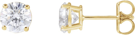 14K Gold Lab-Grown Diamond Round 4-Prong Lightweight Stud Earrings – up to 1 1/4 CTW - Yellow Gold