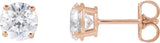 14K Gold Lab-Grown Diamond Round 4-Prong Lightweight Stud Earrings – 2.5-7.25mm Stones - Rose Gold