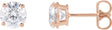 14K Gold Lab-Grown Diamond Round 4-Prong Lightweight Stud Earrings – up to 1 1/4 CTW - Rose Gold