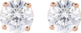 14K Gold Lab-Grown Diamond Round 4-Prong Lightweight Stud Earrings – up to 1 1/4 CTW - Rose Gold - view 2