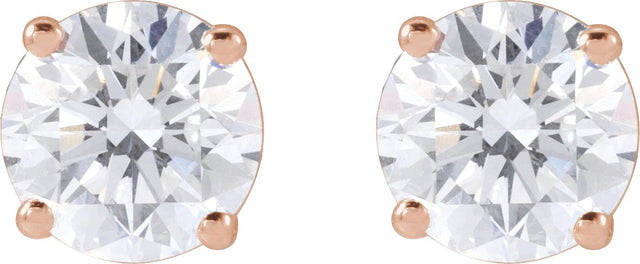 14K Gold Lab-Grown Diamond Round 4-Prong Lightweight Stud Earrings – up to 1 1/4 CTW - Rose Gold - view 2