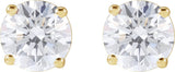 14K Gold Lab-Grown Diamond Round 4-Prong Lightweight Stud Earrings – 4 CTW - Yellow Gold - view 2