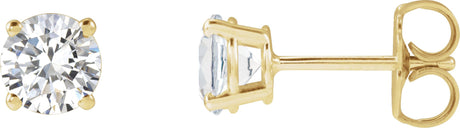 14K Gold Lab-Grown Diamond Round 4-Prong Lightweight Stud Earrings – up to 1 1/4 CTW - Yellow Gold