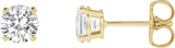14K Gold Lab-Grown Diamond Round 4-Prong Lightweight Stud Earrings – 2.5-7.25mm Stones - Yellow Gold