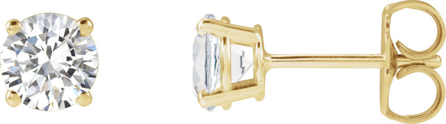 14K Gold Lab-Grown Diamond Round 4-Prong Lightweight Stud Earrings – 2.5-7.25mm Stones - Yellow Gold