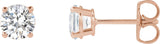 14K Gold Lab-Grown Diamond Round 4-Prong Lightweight Stud Earrings – 2.5-7.25mm Stones - Rose Gold