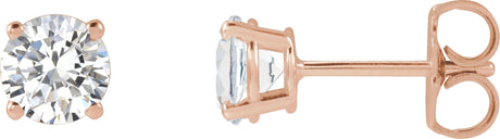 14K Gold Lab-Grown Diamond Round 4-Prong Lightweight Stud Earrings – 2.5-7.25mm Stones - Rose Gold