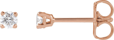 14K Gold Lab-Grown Diamond Round 4-Prong Lightweight Stud Earrings – 2.5-7.25mm Stones - Rose Gold
