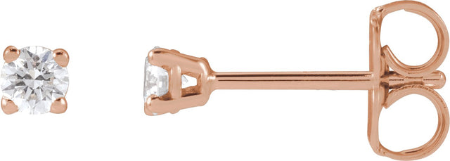 14K Gold Lab-Grown Diamond Round 4-Prong Lightweight Stud Earrings – 2.5-7.25mm Stones - Rose Gold