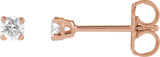 14K Gold Lab-Grown Diamond Round 4-Prong Lightweight Stud Earrings – up to 1 1/4 CTW - Rose Gold