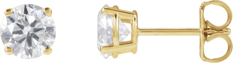 14K Gold Lab-Grown Diamond Round 4-Prong Lightweight Stud Earrings – 2.5-7.25mm Stones - Yellow Gold