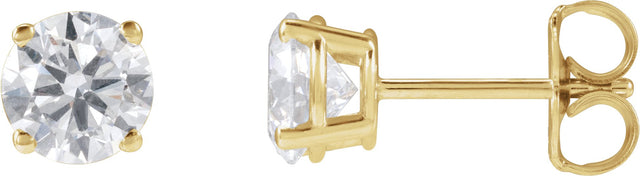 14K Gold Lab-Grown Diamond Round 4-Prong Lightweight Stud Earrings – 2.5-7.25mm Stones - Yellow Gold