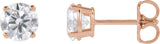14K Gold Lab-Grown Diamond Round 4-Prong Lightweight Stud Earrings – 2.5-7.25mm Stones - Rose Gold