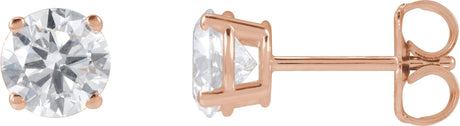 14K Gold Lab-Grown Diamond Round 4-Prong Lightweight Stud Earrings – 2.5-7.25mm Stones - Rose Gold