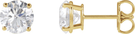14K Gold Lab-Grown Diamond Round 4-Prong Lightweight Stud Earrings – 2.5-7.25mm Stones - Yellow Gold