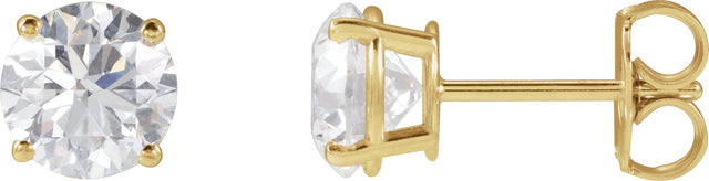 14K Gold Lab-Grown Diamond Round 4-Prong Lightweight Stud Earrings – 2.5-7.25mm Stones - Yellow Gold