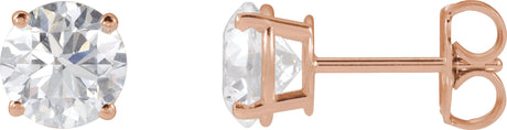 14K Gold Lab-Grown Diamond Round 4-Prong Lightweight Stud Earrings – 2.5-7.25mm Stones - Rose Gold