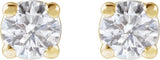 14K Gold Natural Diamond Round 4-Prong Lightweight Stud Earrings - Yellow Gold - view 2