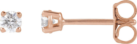 14K Gold Lab-Grown Diamond Round 4-Prong Lightweight Stud Earrings – up to 1 1/4 CTW - Rose Gold