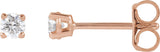 14K Gold Lab-Grown Diamond Round 4-Prong Lightweight Stud Earrings – 2.5-7.25mm Stones - Rose Gold