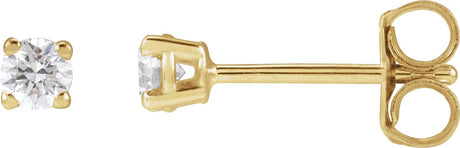14K Gold Lab-Grown Diamond Round 4-Prong Lightweight Stud Earrings – up to 1 1/4 CTW - Yellow Gold